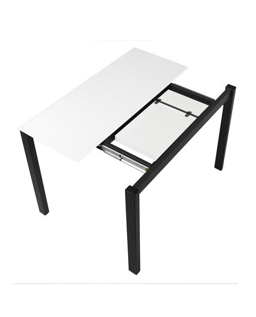 Mesa extensible de cristal Ginger - Blanco / Negro 100 cm Blanco / Negro-5
