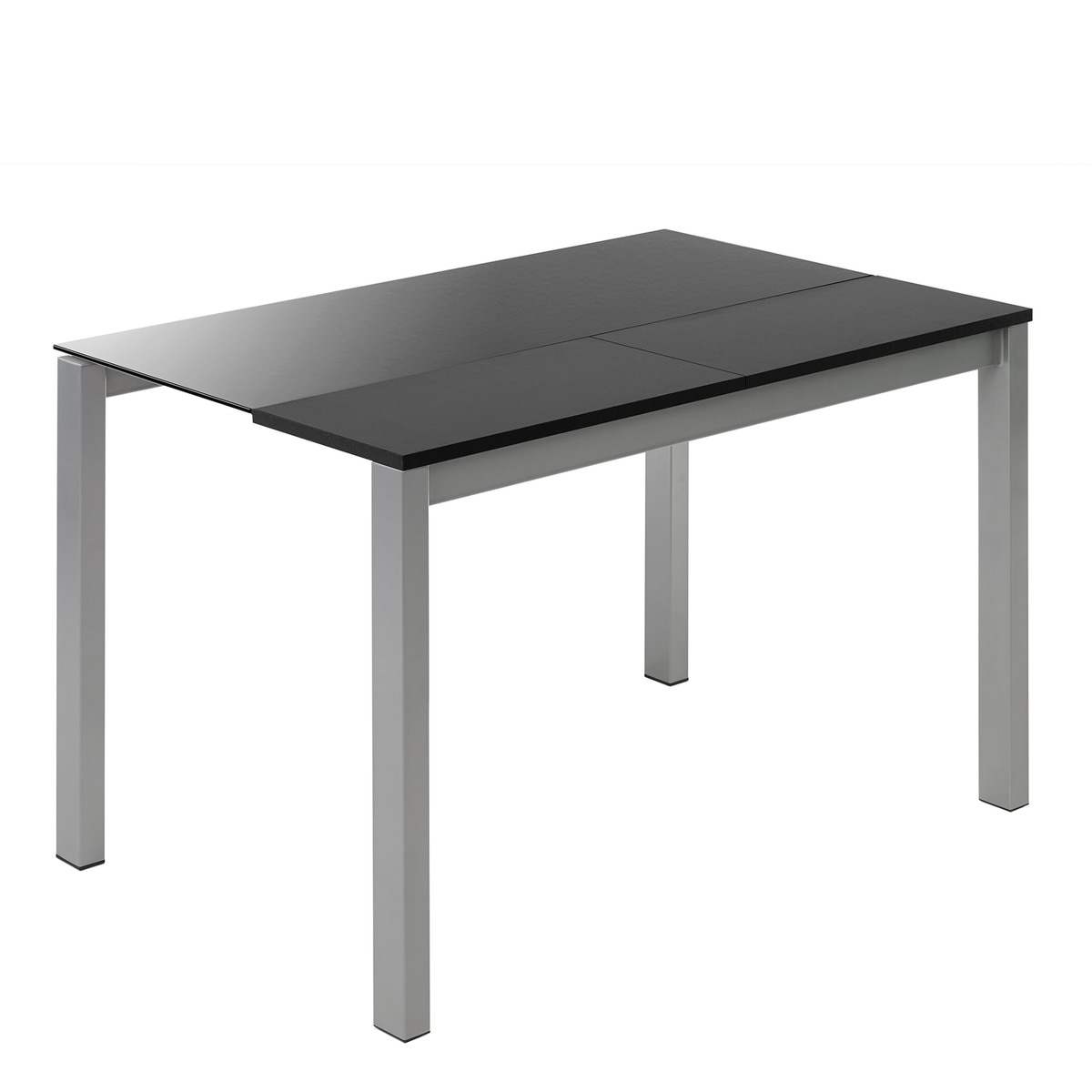 Mesa extensible de cristal Ginger - Negro / Aluminio 100 cm Negro / Aluminio-1