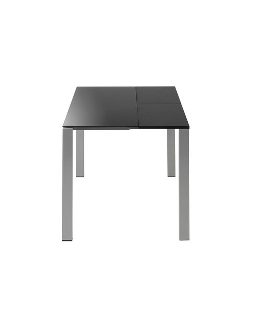 Mesa extensible de cristal Ginger - Negro / Aluminio 100 cm Negro / Aluminio-3