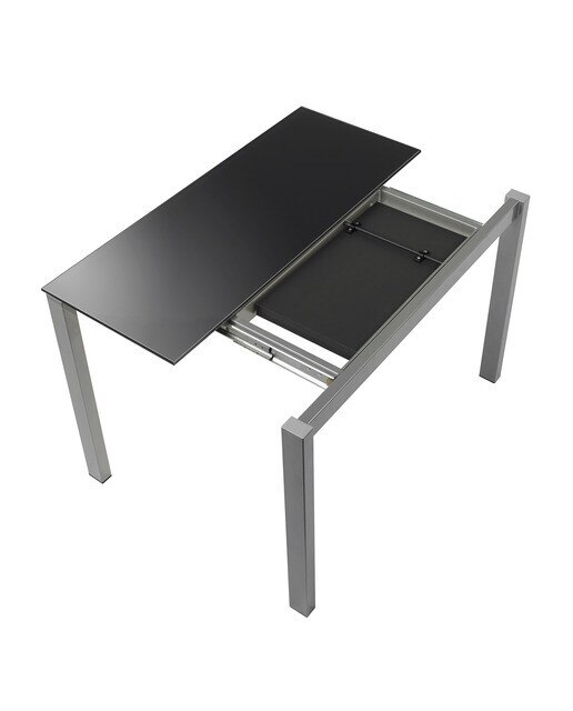 Mesa extensible de cristal Ginger - Negro / Aluminio 100 cm Negro / Aluminio-5