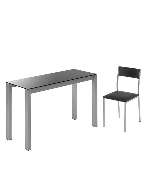 Mesa extensible de cristal Ginger - Negro / Aluminio 100 cm Negro / Aluminio-6