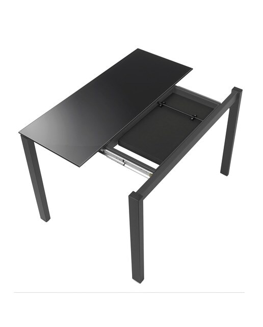 Mesa extensible de cristal Ginger - Negro / Antracita 100 cm Negro / Antracita-5