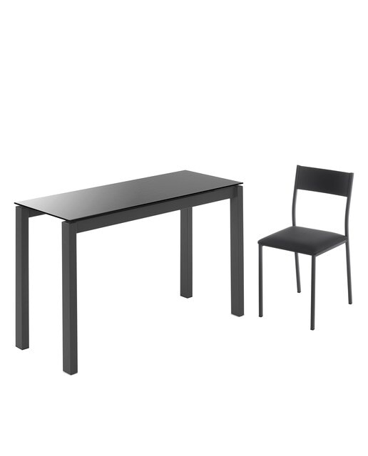 Mesa extensible de cristal Ginger - Negro / Antracita 100 cm Negro / Antracita-6