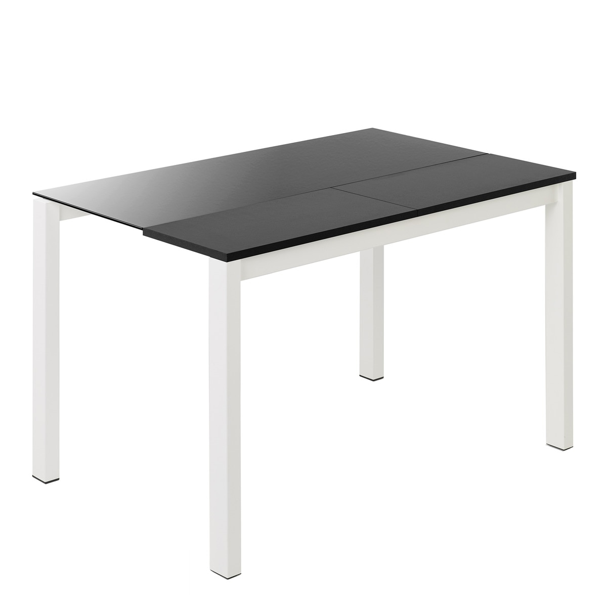 Mesa extensible de cristal Ginger - Negro / Blanco 100 cm Negro / Blanco-1