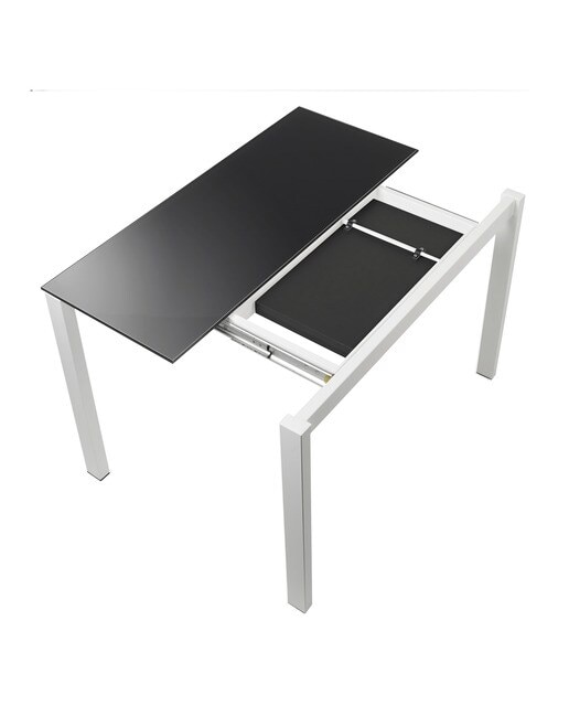 Mesa extensible de cristal Ginger - Negro / Blanco 100 cm Negro / Blanco-5
