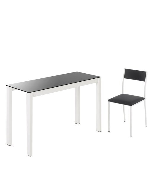 Mesa extensible de cristal Ginger - Negro / Blanco 100 cm Negro / Blanco-6