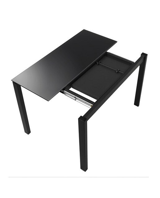 Mesa extensible de cristal Ginger - Negro / Negro 100 cm Negro / Negro-5