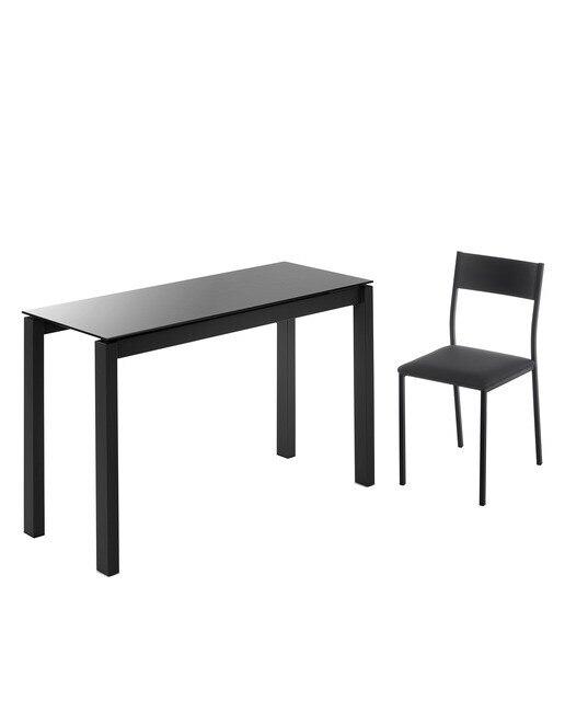Mesa extensible de cristal Ginger - Negro / Negro 100 cm Negro / Negro-6