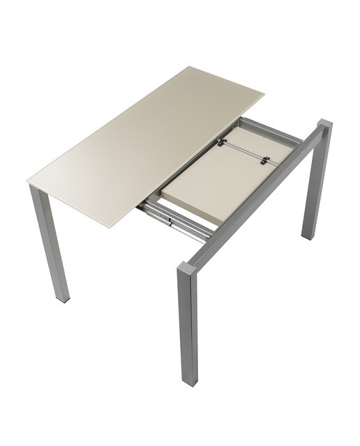 Mesa extensible de cristal Ginger - Tótola / Aluminio 100 cm Tótola / Aluminio-5