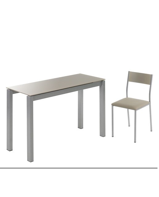 Mesa extensible de cristal Ginger - Tótola / Aluminio 100 cm Tótola / Aluminio-6