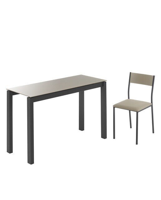 Mesa extensible de cristal Ginger - Tórtola / Antracita 100 cm Tórtola / Antracita-6