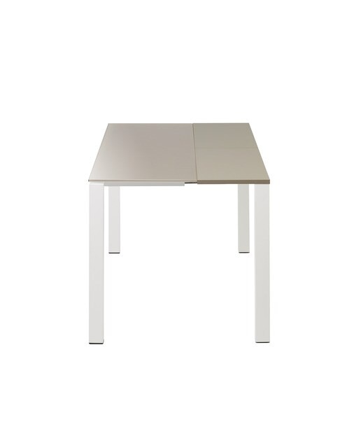 Mesa extensible de cristal Ginger - Tórtola / Blanco 100 cm Tórtola / Blanco-3