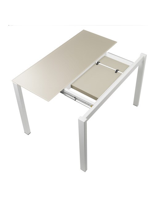 Mesa extensible de cristal Ginger - Tórtola / Blanco 100 cm Tórtola / Blanco-5