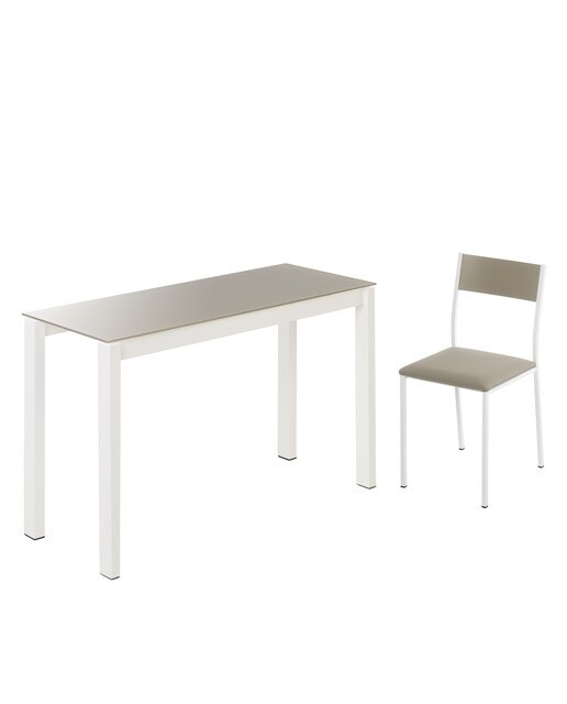 Mesa extensible de cristal Ginger - Tórtola / Blanco 100 cm Tórtola / Blanco-6