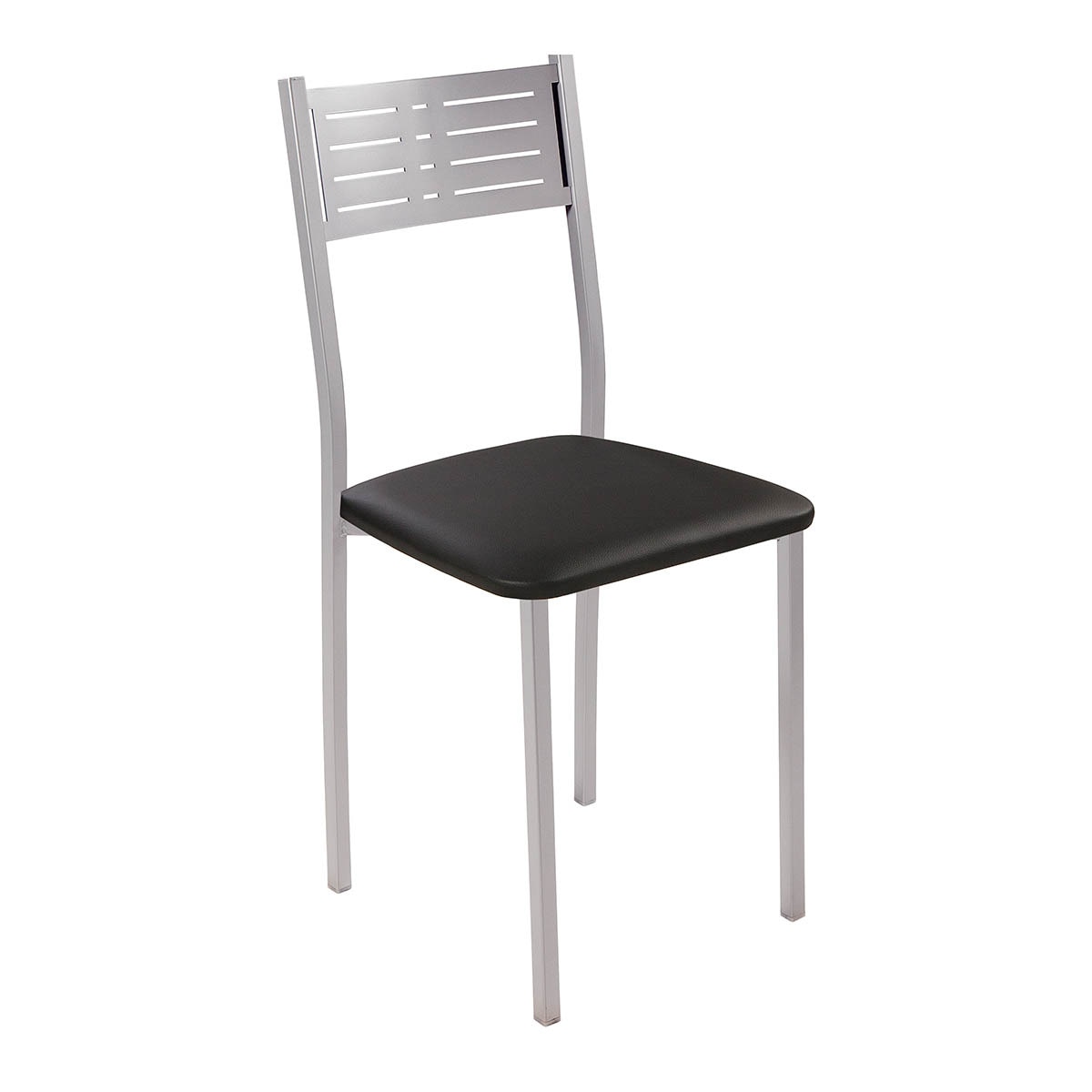 Silla en símil piel Inés - Aluminio / Negro Aluminio / Negro-1