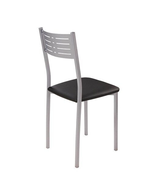 Silla en símil piel Inés - Aluminio / Negro Aluminio / Negro-2