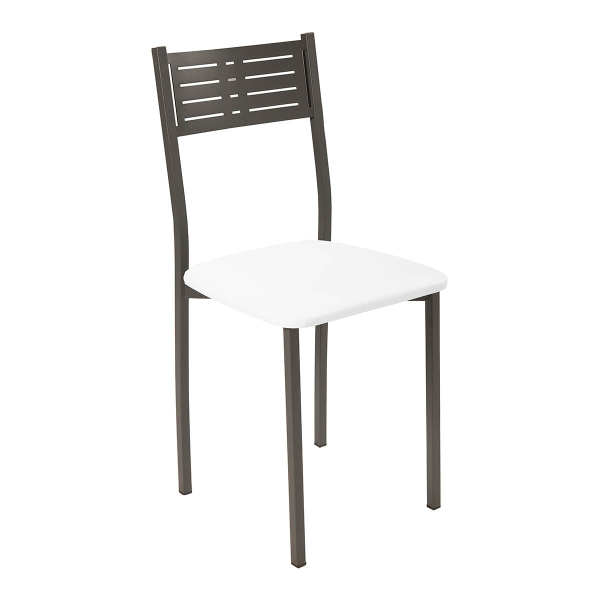 Silla en símil piel Inés - Grafito / Blanco Grafito / Blanco-1