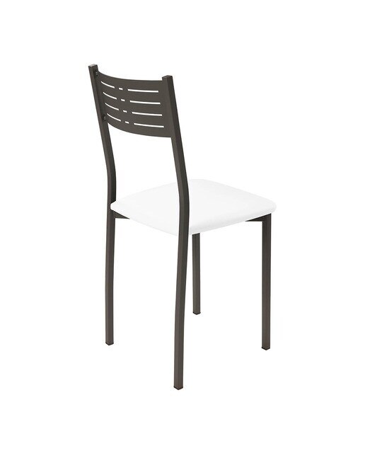 Silla en símil piel Inés - Grafito / Blanco Grafito / Blanco-2