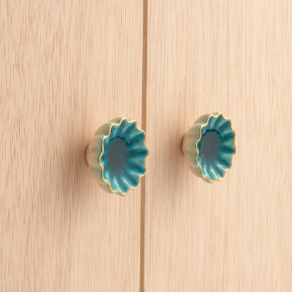 Conjunto de 2 Puxadores Glazed Gress Turquesa-2
