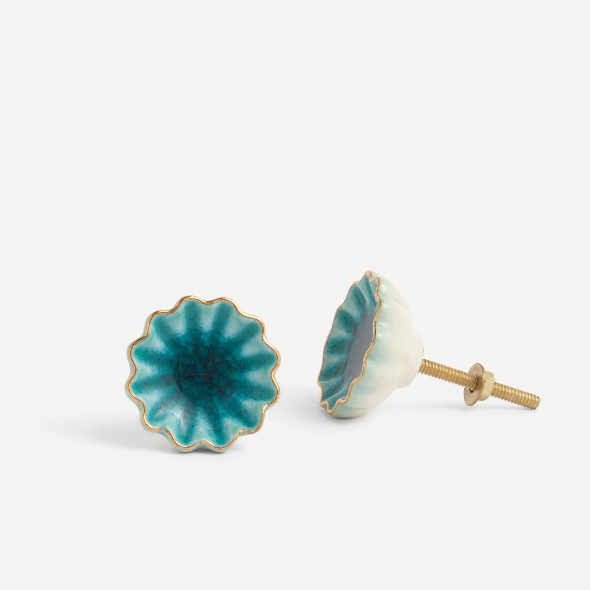 Conjunto de 2 Puxadores Glazed Gress Turquesa-3