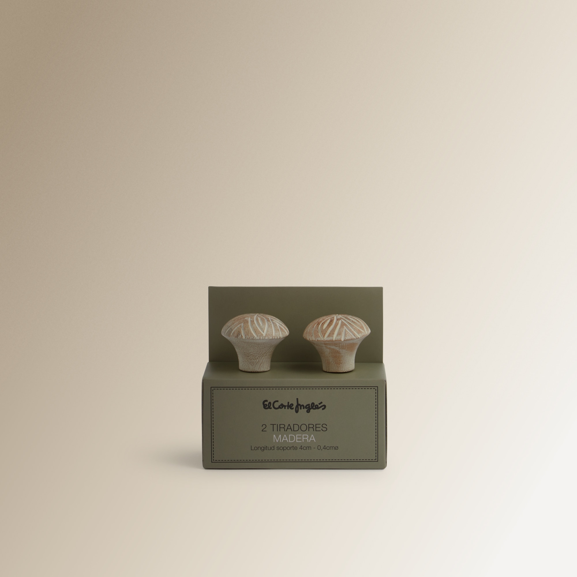 Conjunto de 2 maçanetas de madeira com flor Wood El Corte Inglés Bege-4