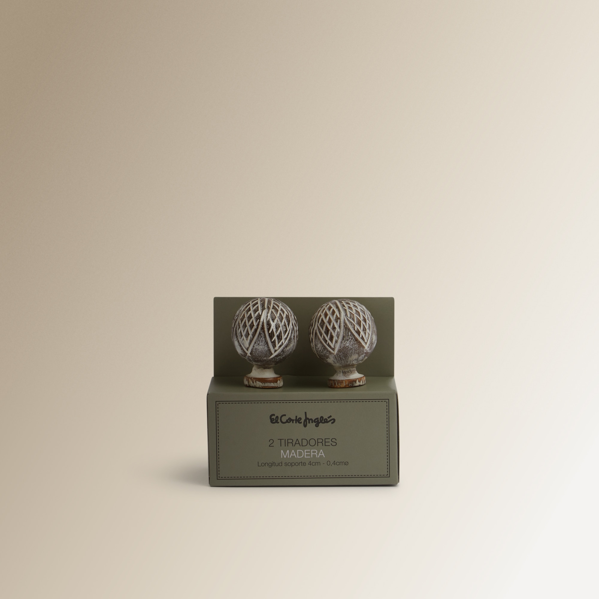 Conjunto de 2 puxadores de madeira ornamentada Selva Castanho-4