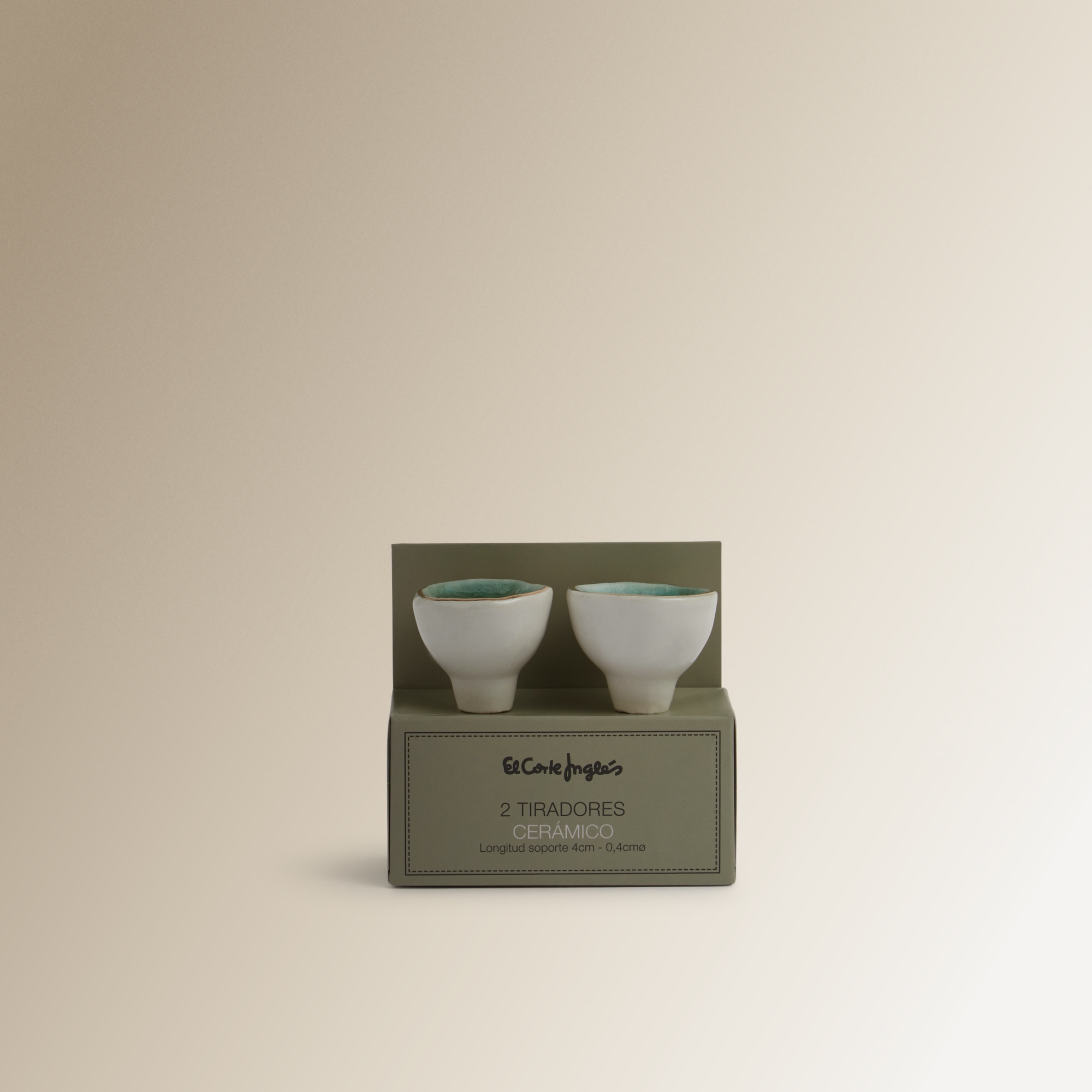 Conjunto de 2 maçanetas com efeito glazed e rebordo dourado Gress El Corte Inglés Turquesa-4