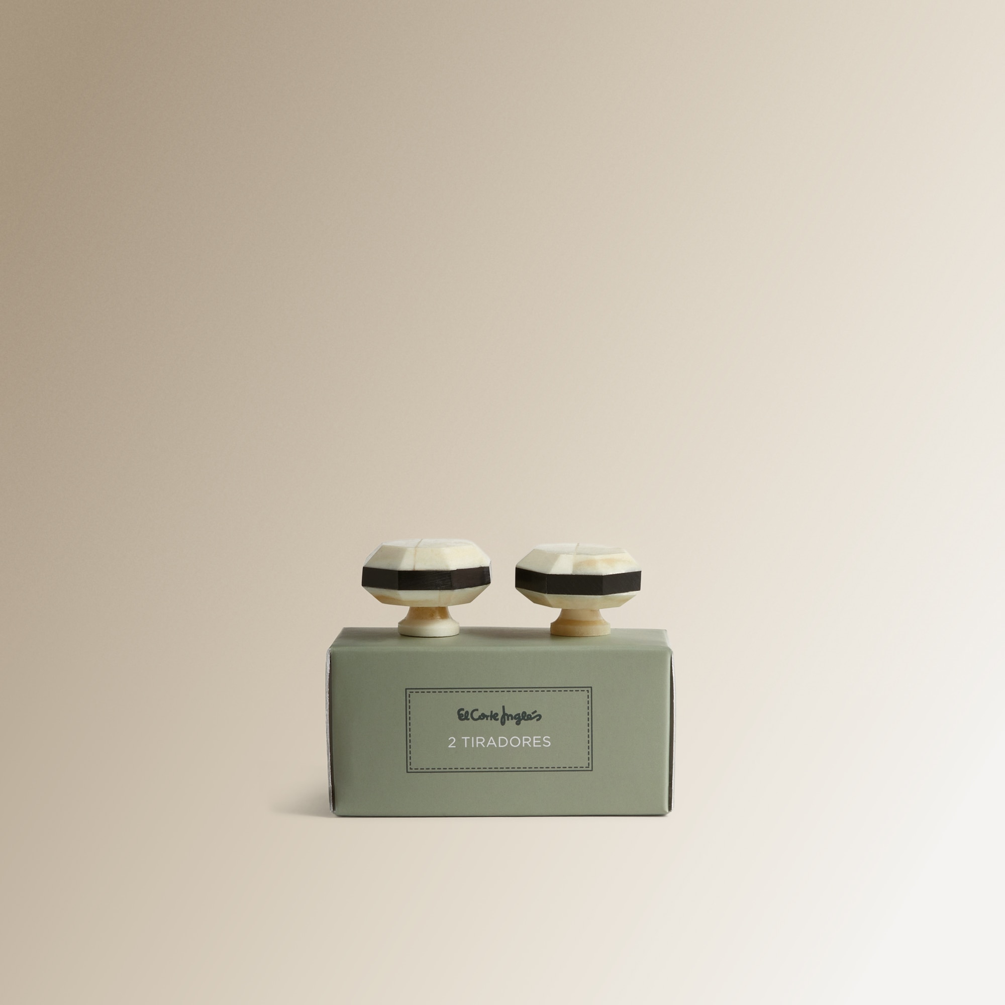 Conjunto de 2 puxadores octagonais Bone Creme-4