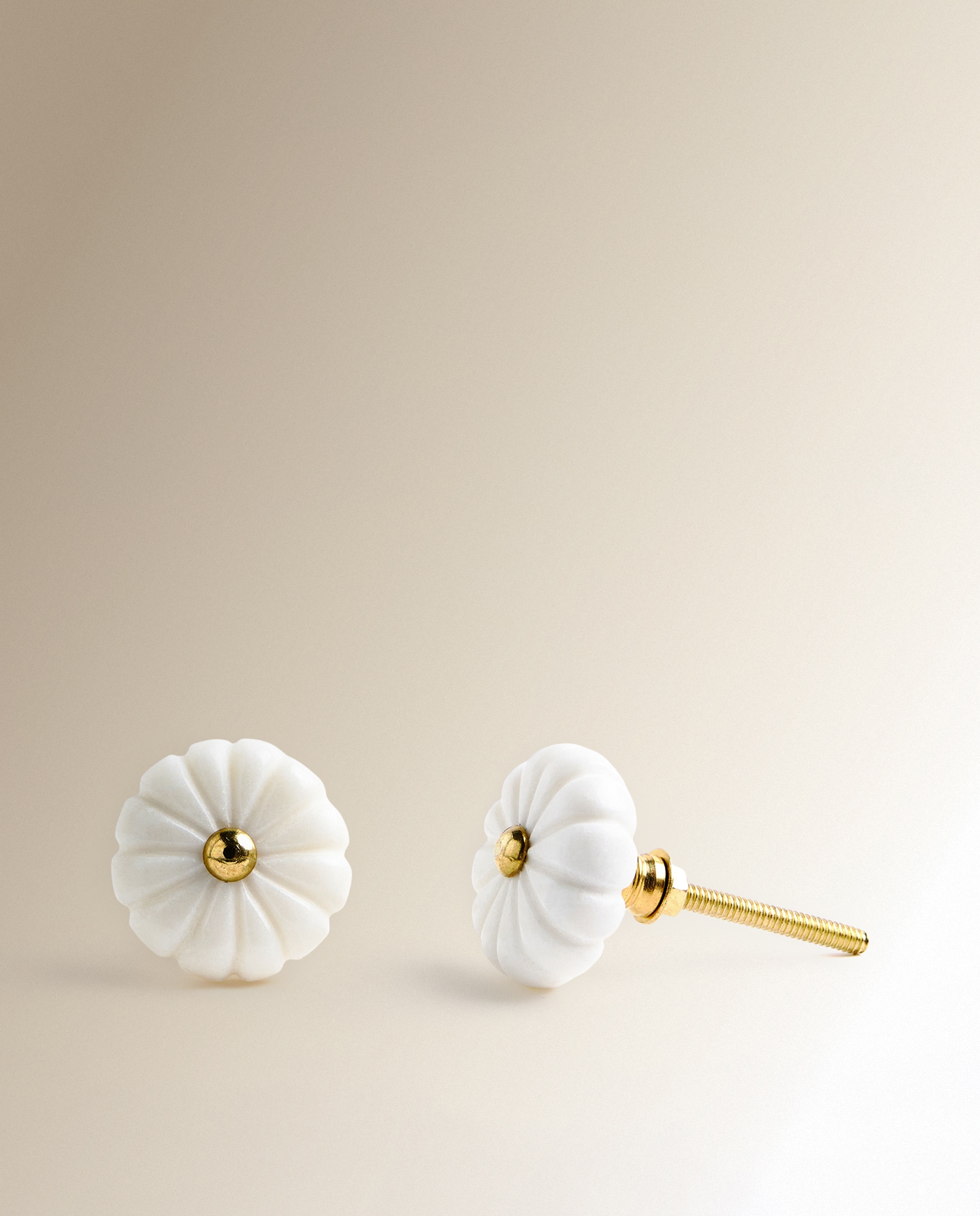 Conjunto de 2 Puxadores Flor Mármore Bege-2