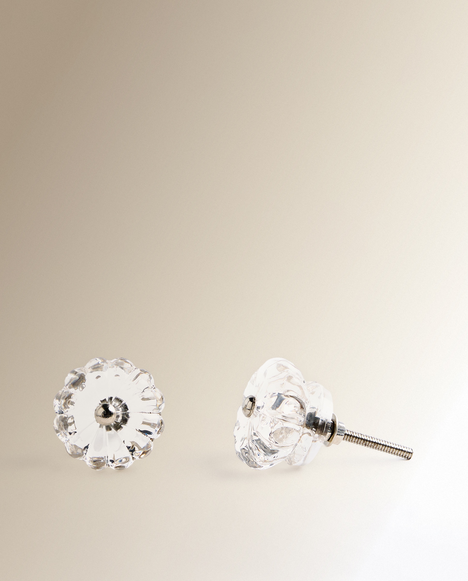 Conjunto de 2 Puxadores de Cristal Flor Almas Transparente-2