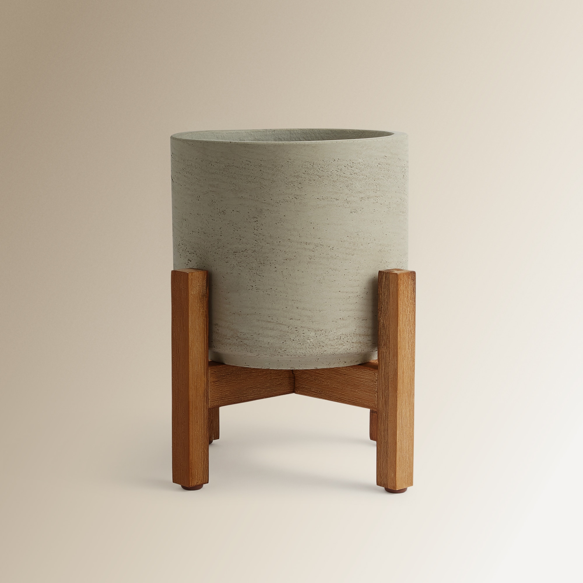 Vaso com Suporte de Madeira Combarro Room Cinzento-2