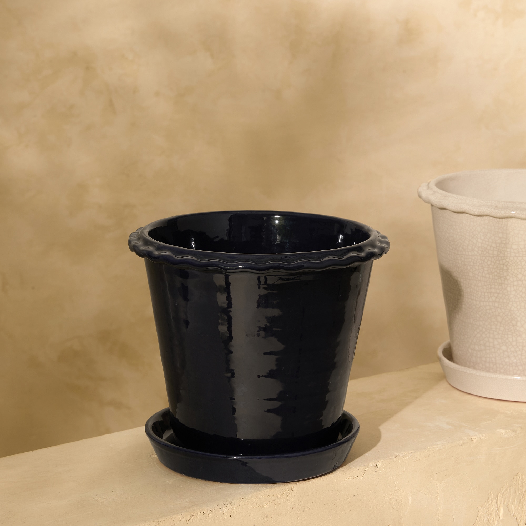 Vaso com Prato Terracota Preto-1