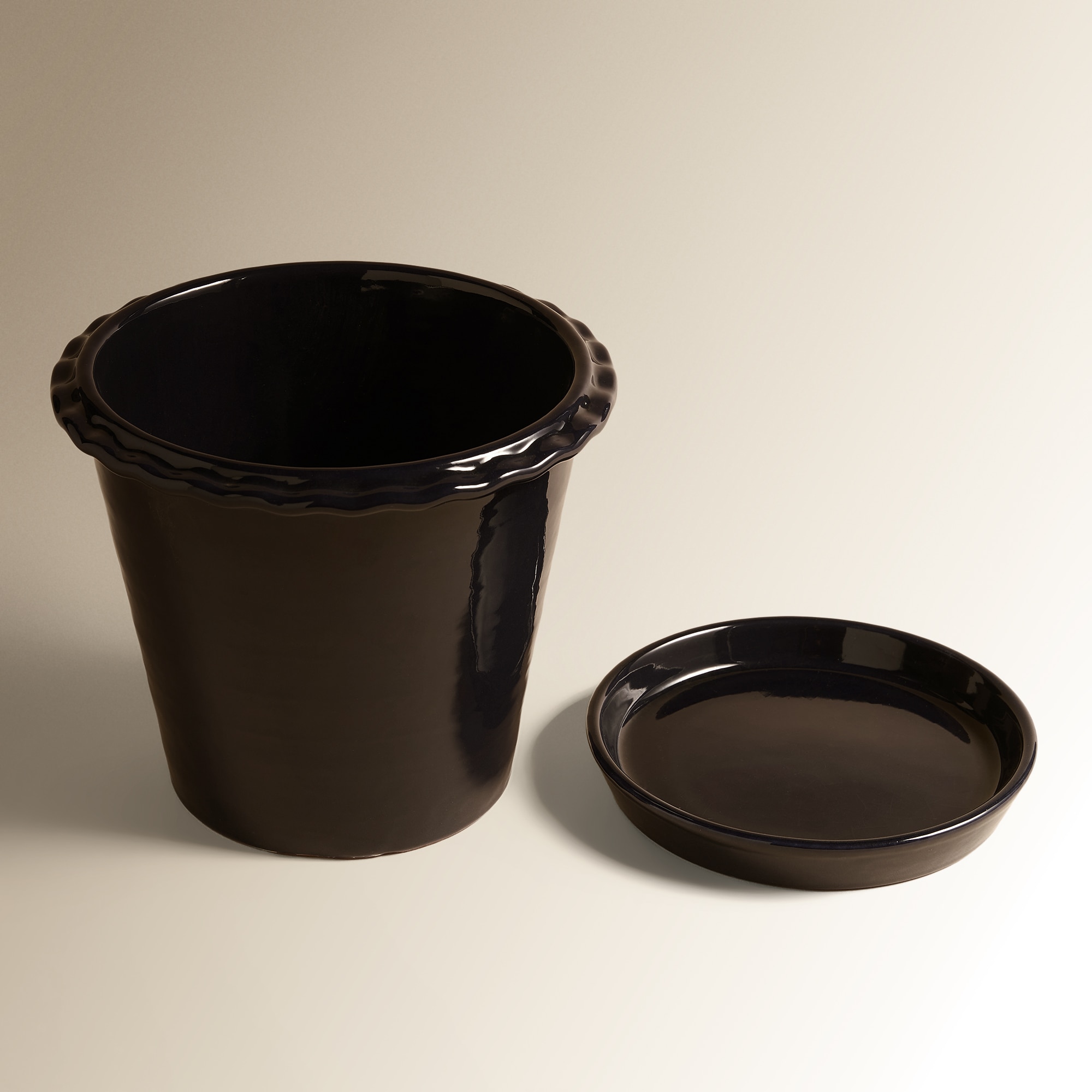 Vaso com Prato Terracota Preto-4