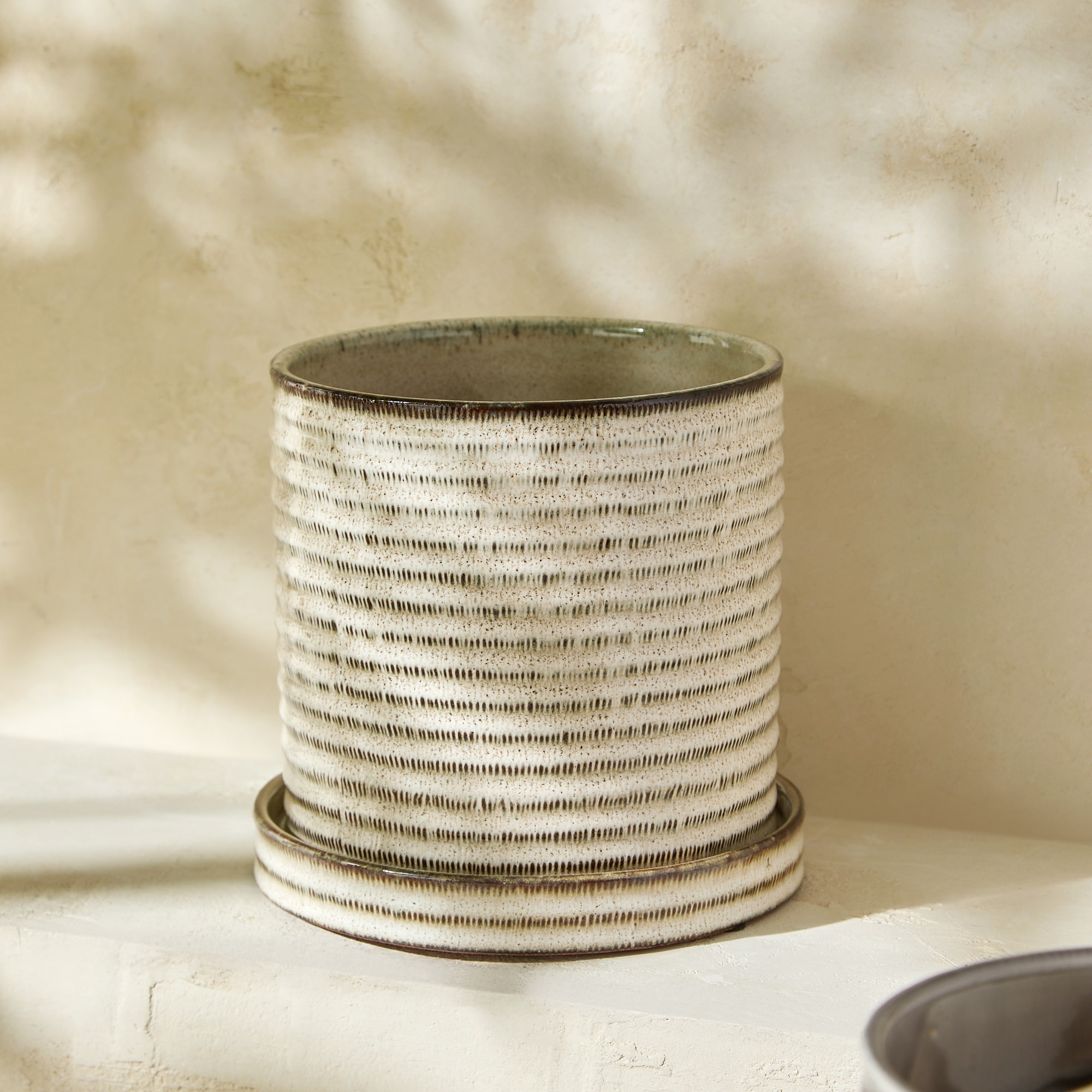 Vaso com Prato Pretória Bege-1