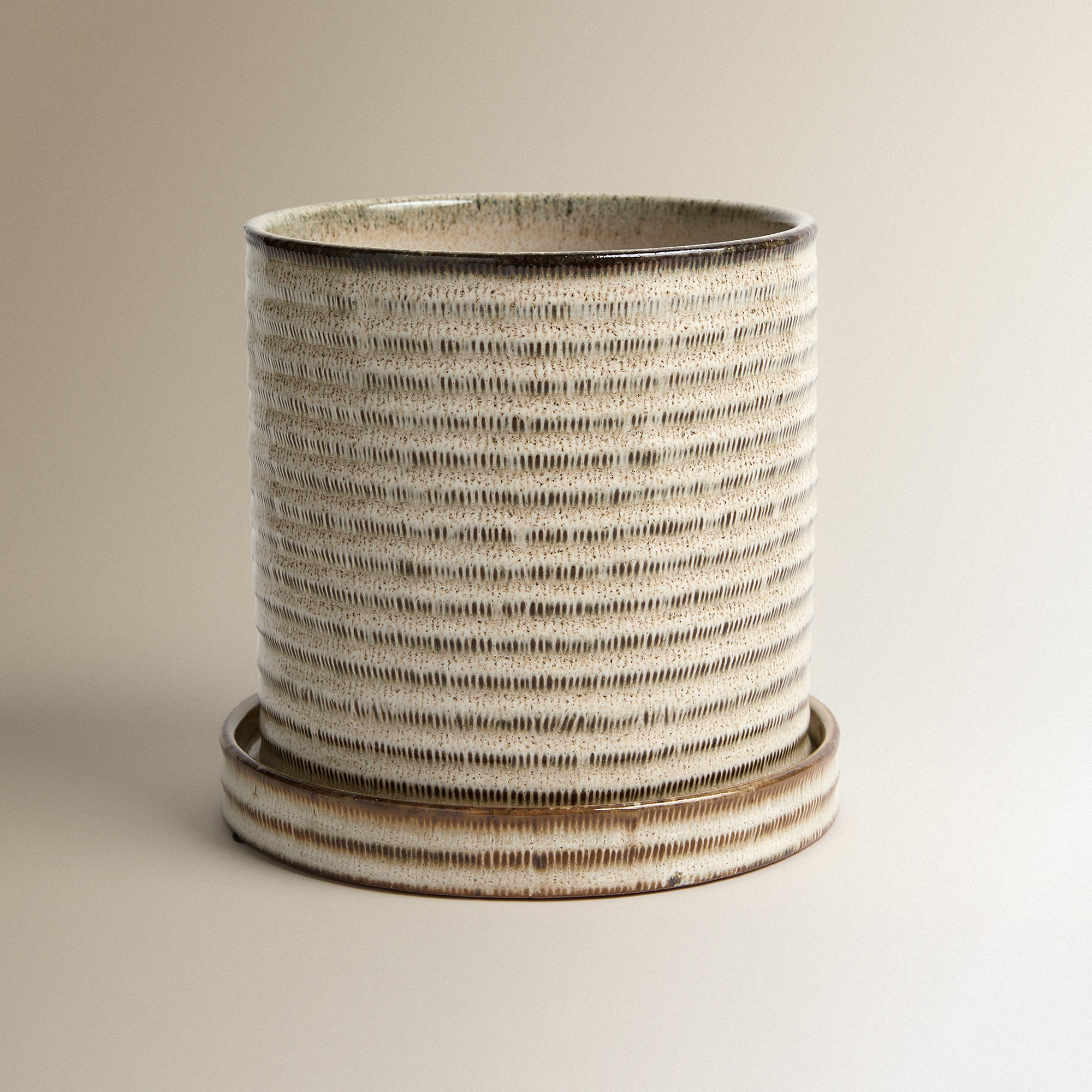 Vaso com Prato Pretória Bege-2