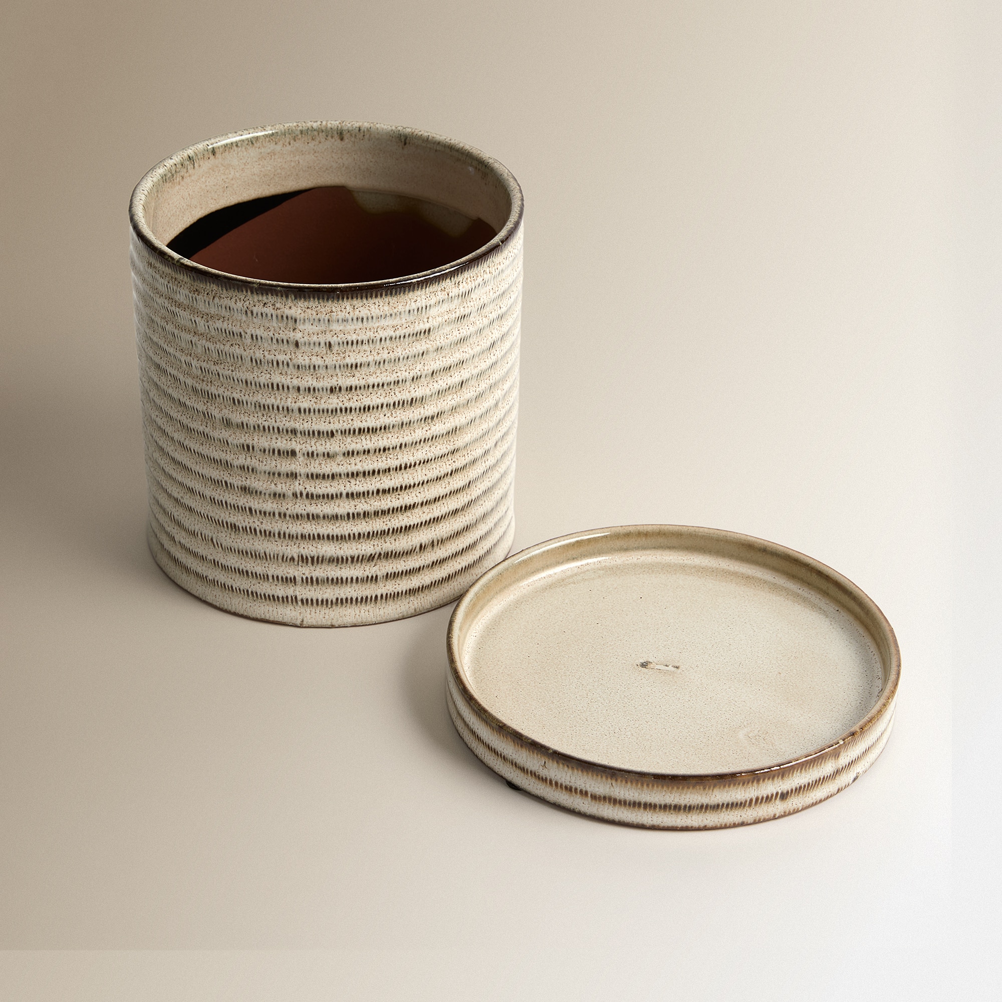 Vaso com Prato Pretória Bege-4