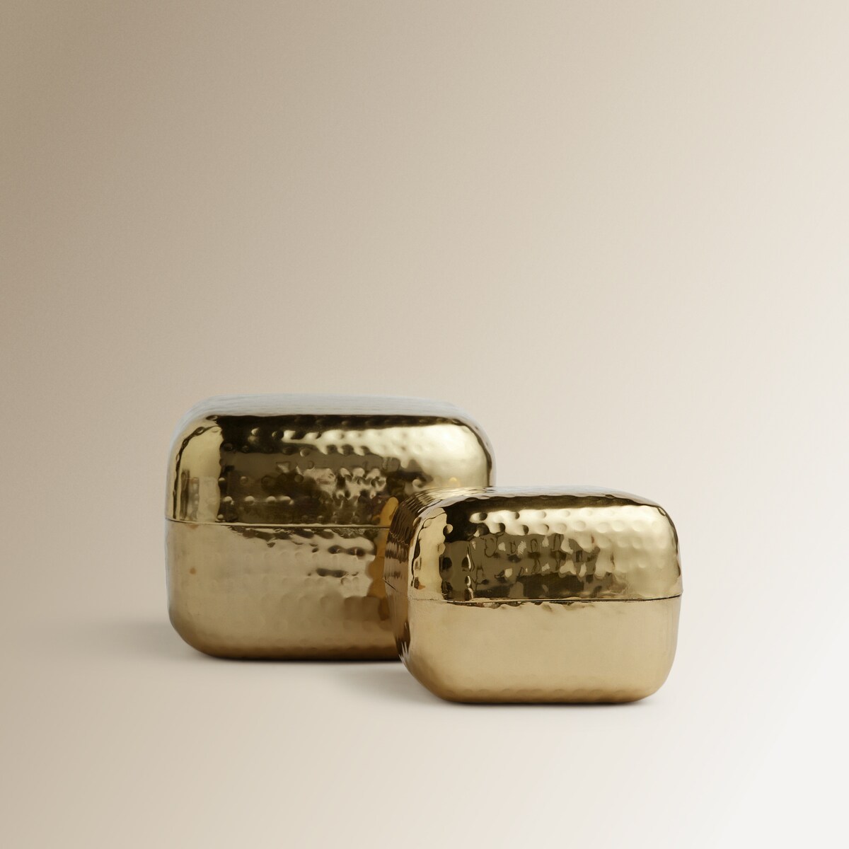 Caixa decorativa quadrada martelé Colónia Ouro-6