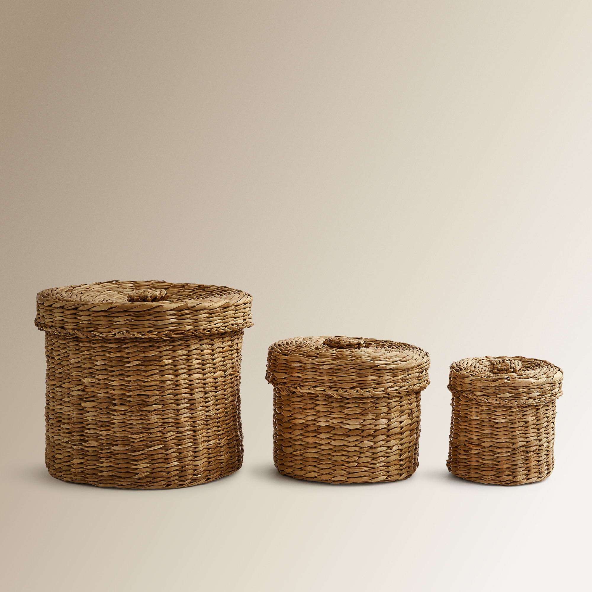Imagem 0 de Conjunto de 3 cestas redondas de fibra natural Koh Samui