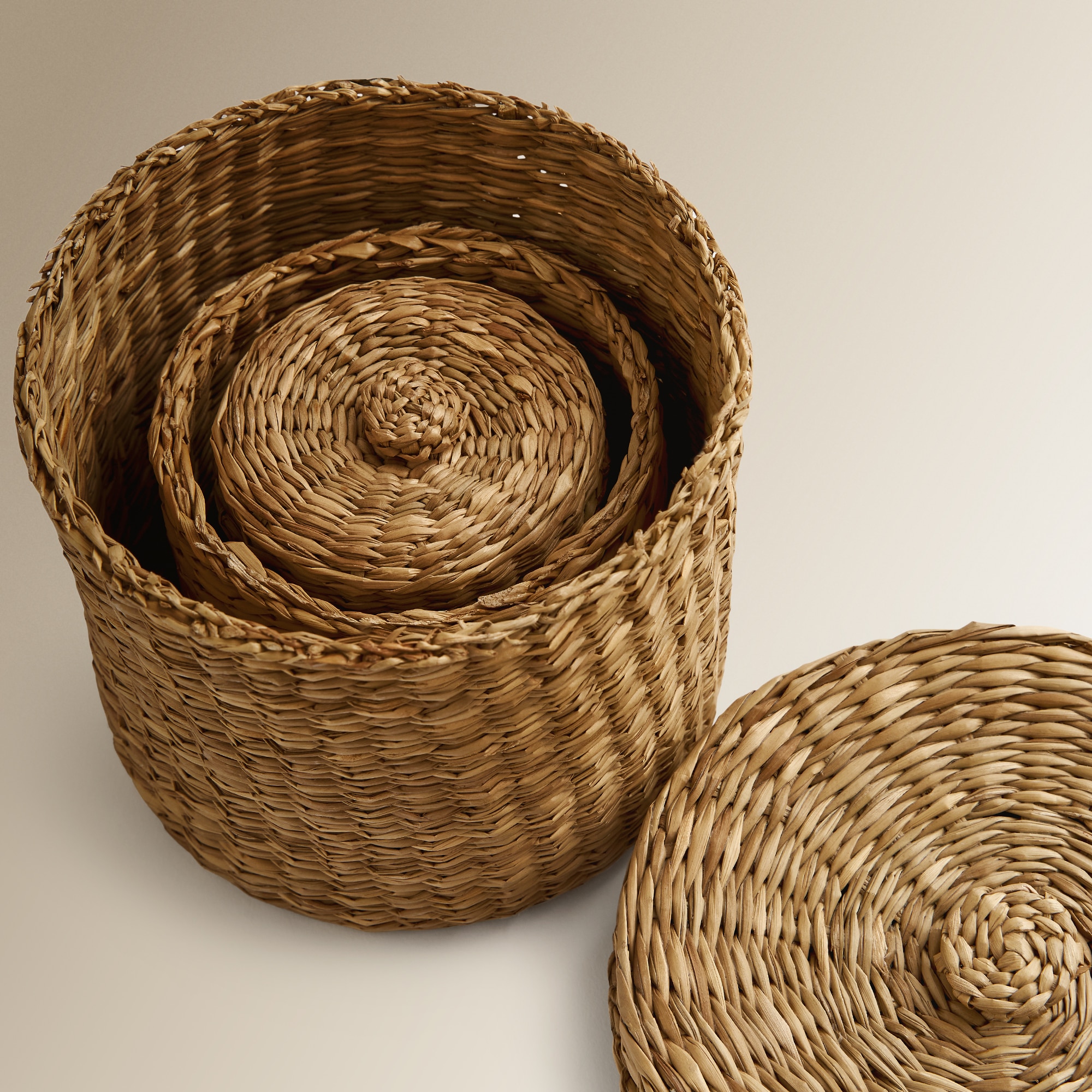 Conjunto de 3 cestas redondas de fibra natural Koh Samui Natural-3