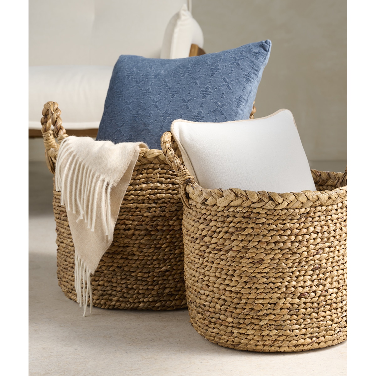 Cesta decorativa entrançada Batam Natural-5