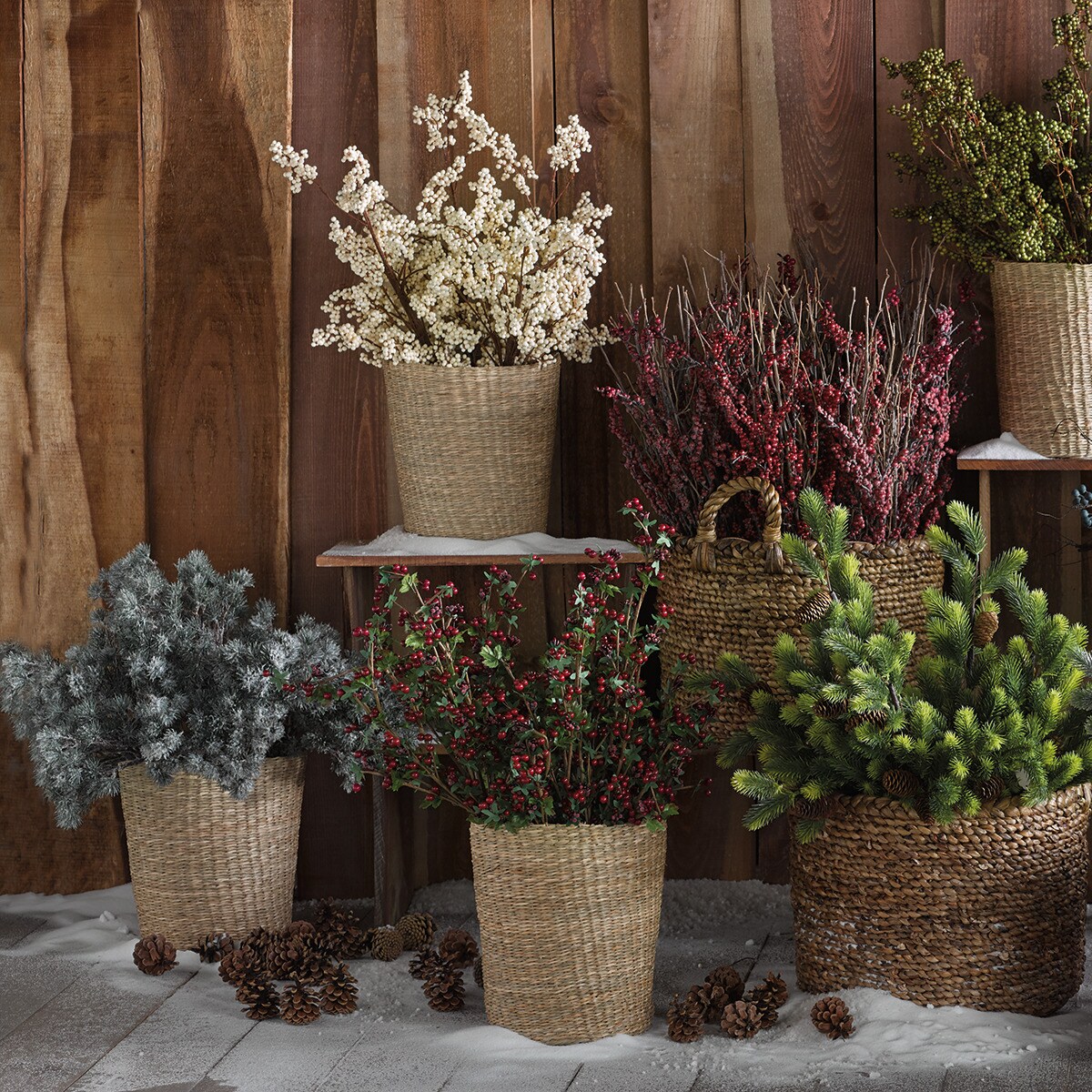 Cesta decorativa entrançada Batam Natural-6