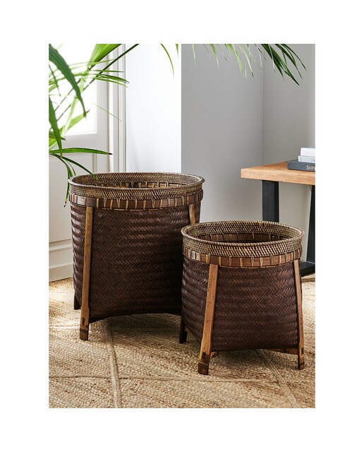 Cesta de bambu com pés Laos Chocolate-6