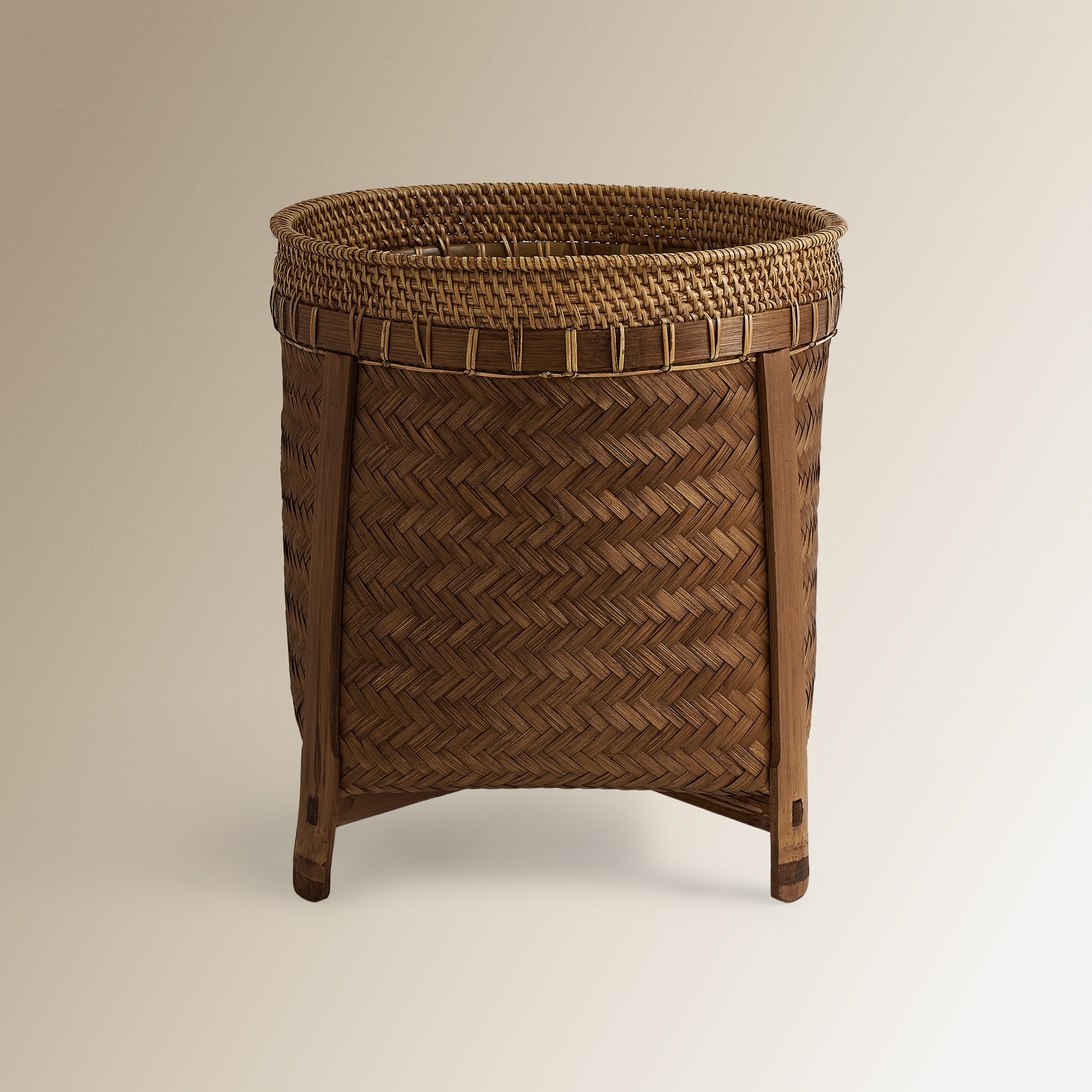 Cesta de bambu com pés Laos Chocolate-1