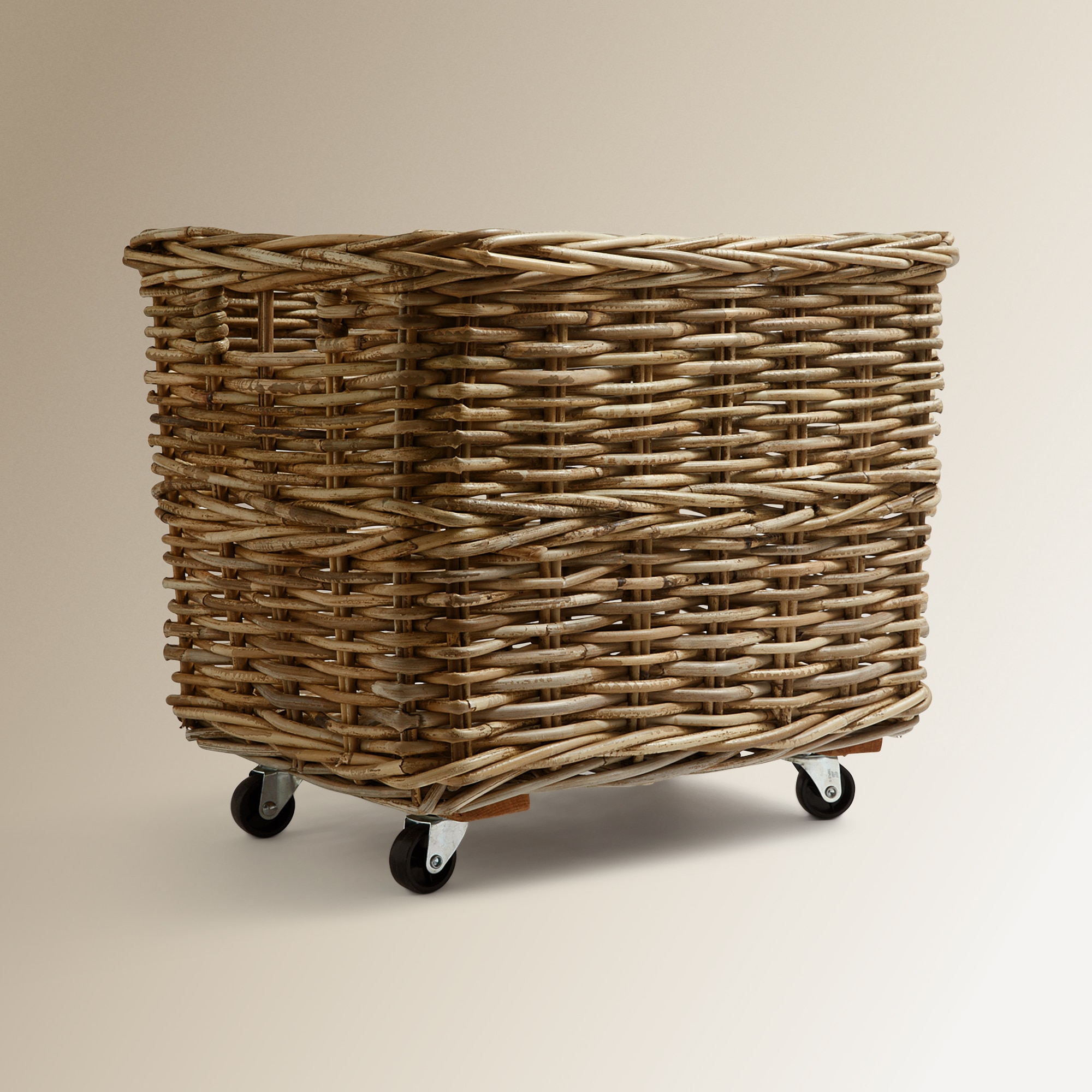 Cesta de Rotim com Rodas Jambara Cinzento-2