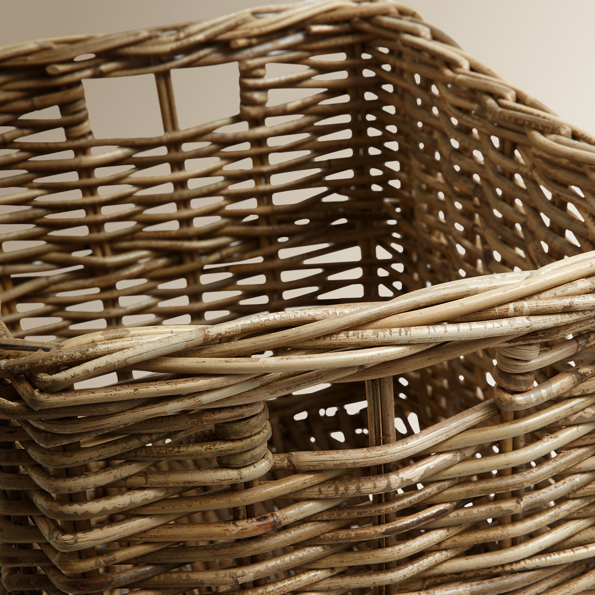 Cesta de Rotim com Rodas Jambara Cinzento-3