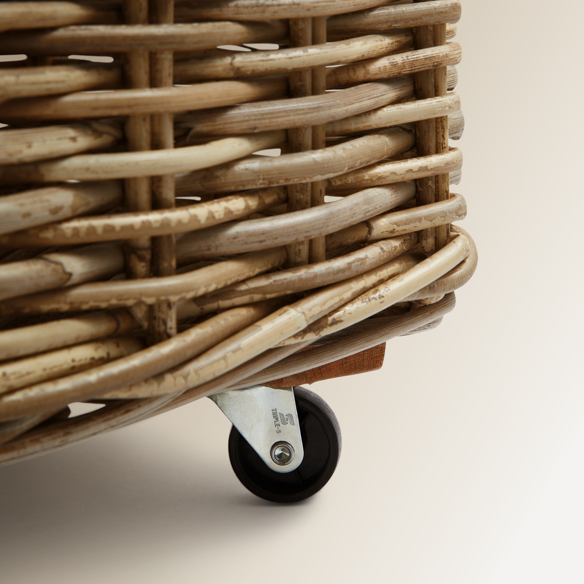 Cesta de Rotim com Rodas Jambara Cinzento-4