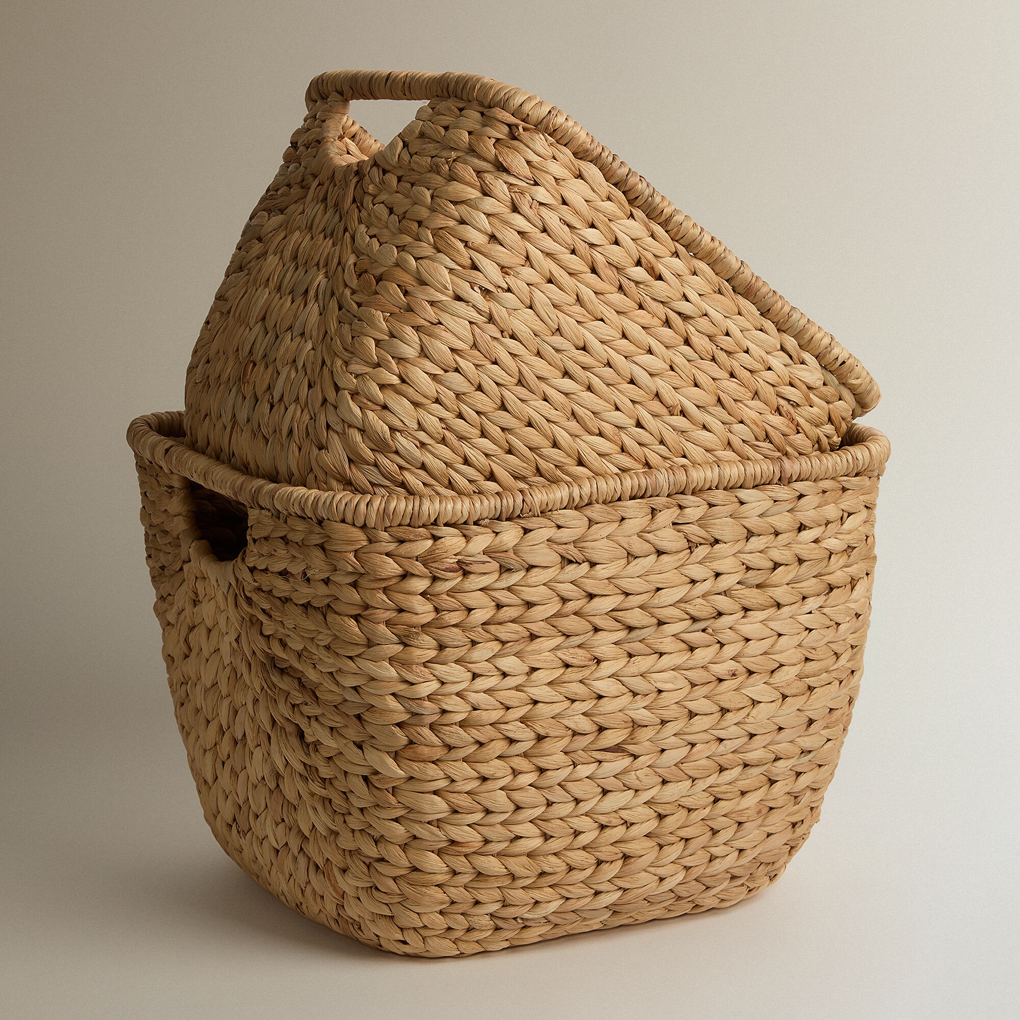 Cesta de Jacinto de Água com Alças Essential Castanho-4