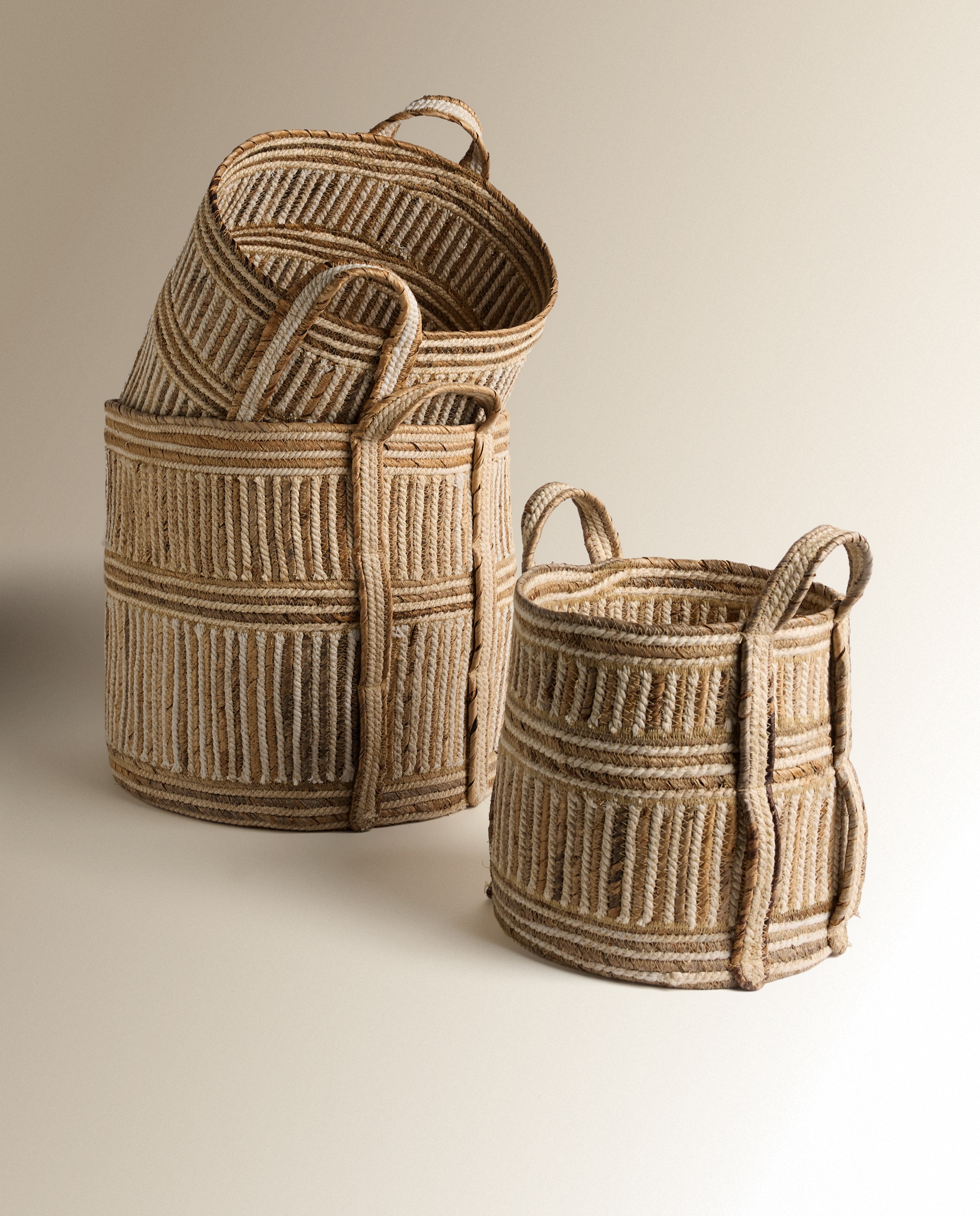 Cesta rayas Medan - Natural Pequeño Natural-4