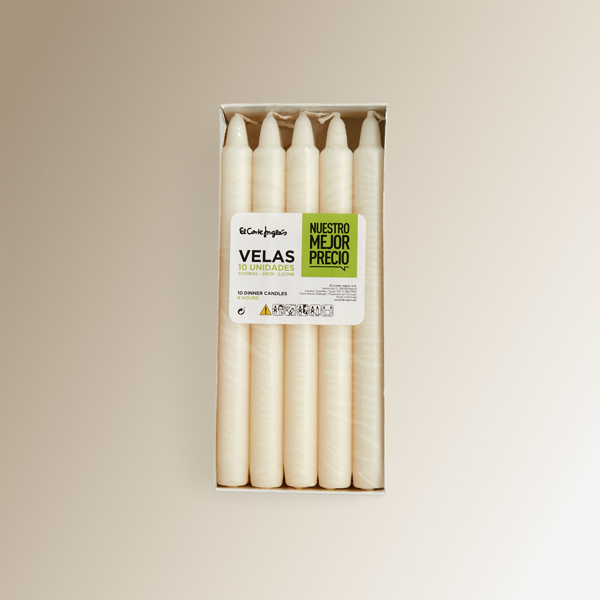 Set de 10 velas Nuestro Mejor Precio - El Corte Inglés Natural-3