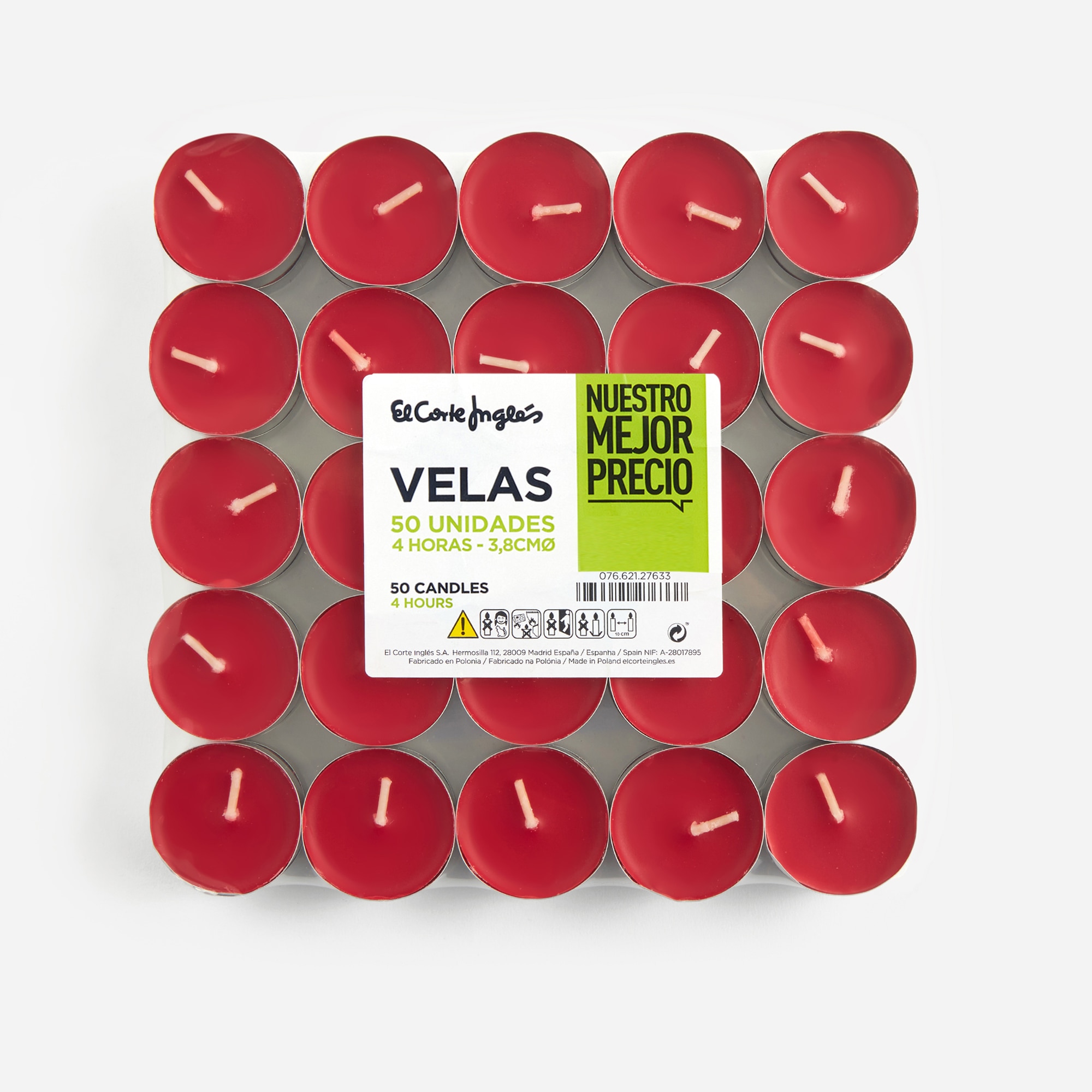 Set de 50 velas tealight Nuestro Mejor Precio - El Corte Inglés - Rojo Rojo-3